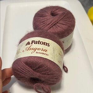 2 Skeins Patons Angora Bamboo Yarn Rose Essence